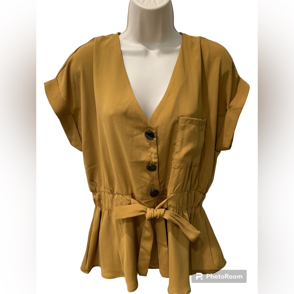 Peplum Mustard Top! Sale!